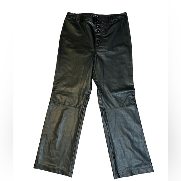 David Lerner Womens Faux Leather Button Front Straight Leg Pants Size Small NWOT - Picture 1 of 5